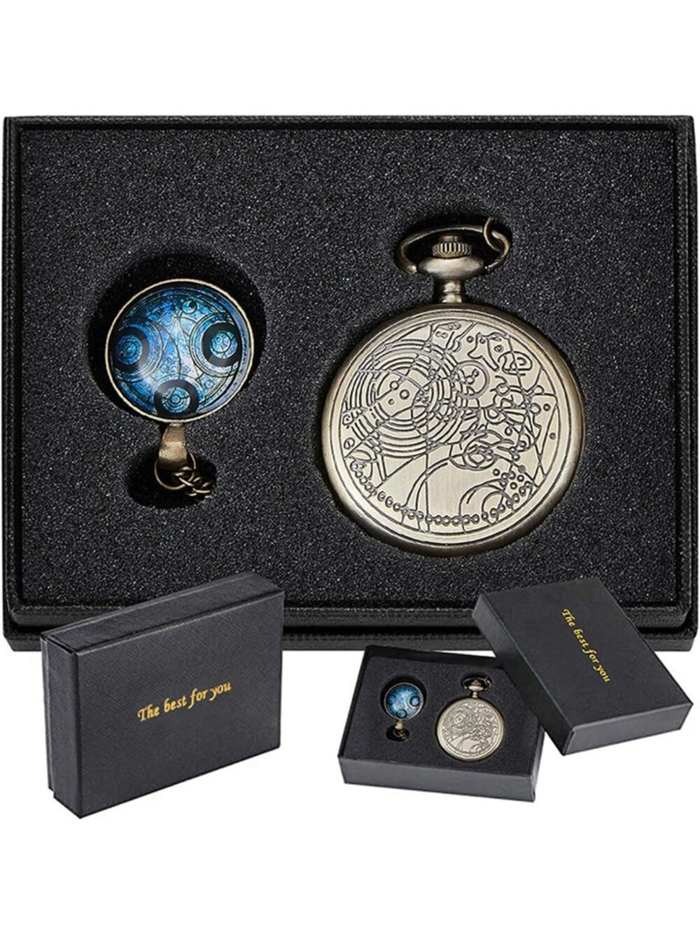 Vintage Movie Theme Alloy Quartz Pocket Watch with Chain Necklace - Unique Gift